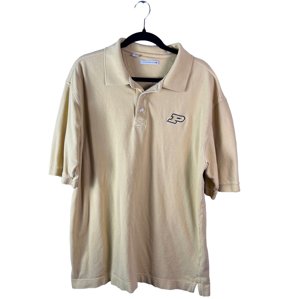 Cutter & Buck Purdue University Polo Shirt Men's XL Yellow Preppy Y2K